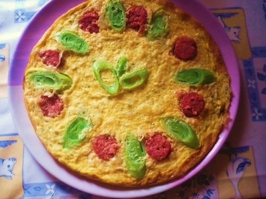 Omleta cu cartofi si praz