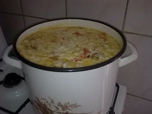 Bors de cartofi cu coasta de porc afumata