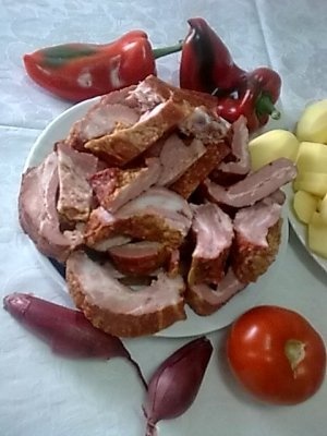 Bors de cartofi cu coasta de porc afumata