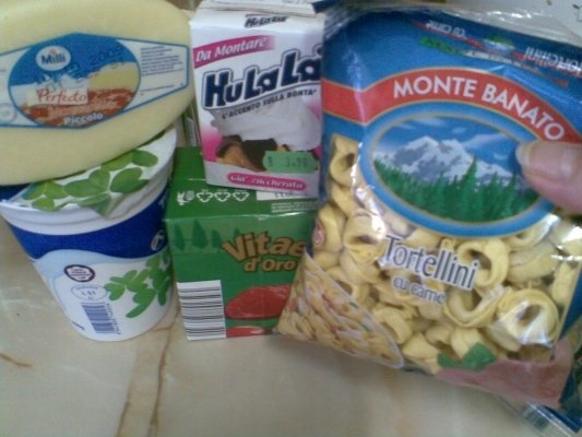 TORTELLINI CU CARNE SI SOS DE ROSII