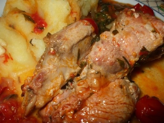 Friptura picanta din piept de porc cu cartofi piure
