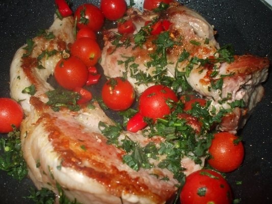 Friptura picanta din piept de porc cu cartofi piure