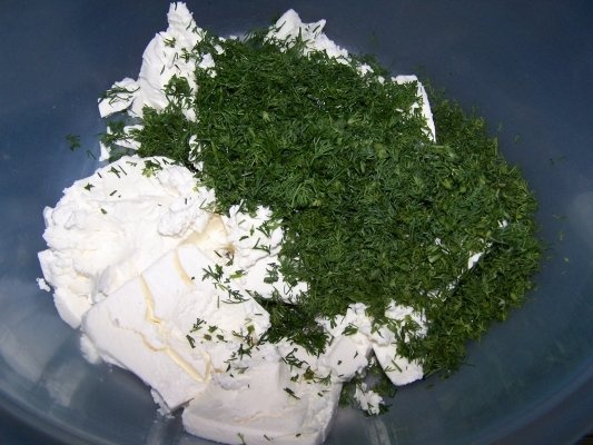 Panere cu salata de vinete si branza.