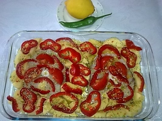 Medalion de rechin cu legume la cuptor