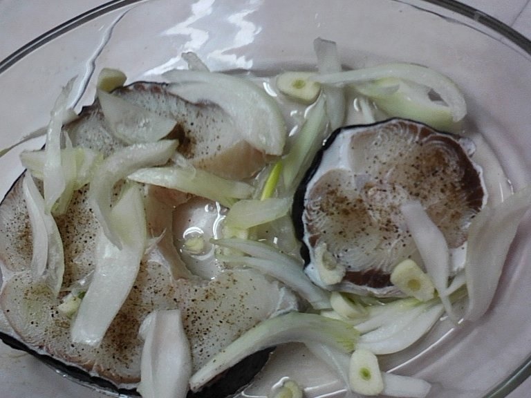 Medalion de rechin cu ciuperci la cuptor