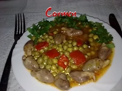 Inimioare de pui cu mazare