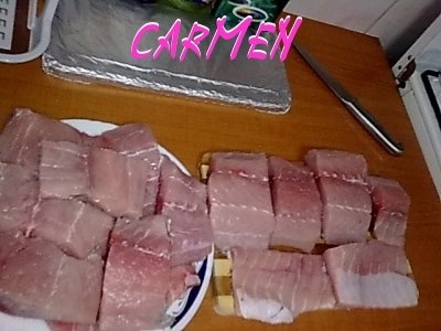 File de crap,prajit cu mamaliguta si mujdei