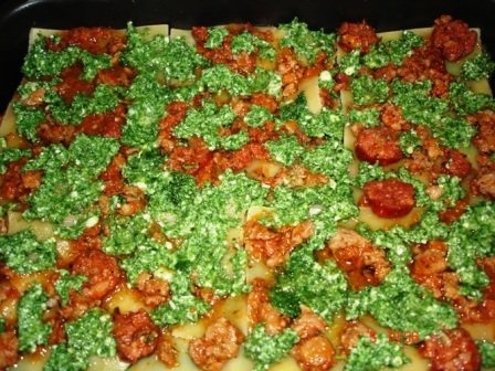 Lasagna cu trei feluri de branza si spanac