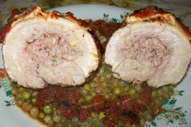 Piept de porc cu mazare si friganele