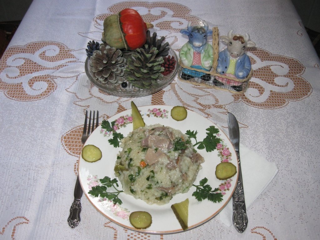 Pilaf cu pipote si inimi de curcan