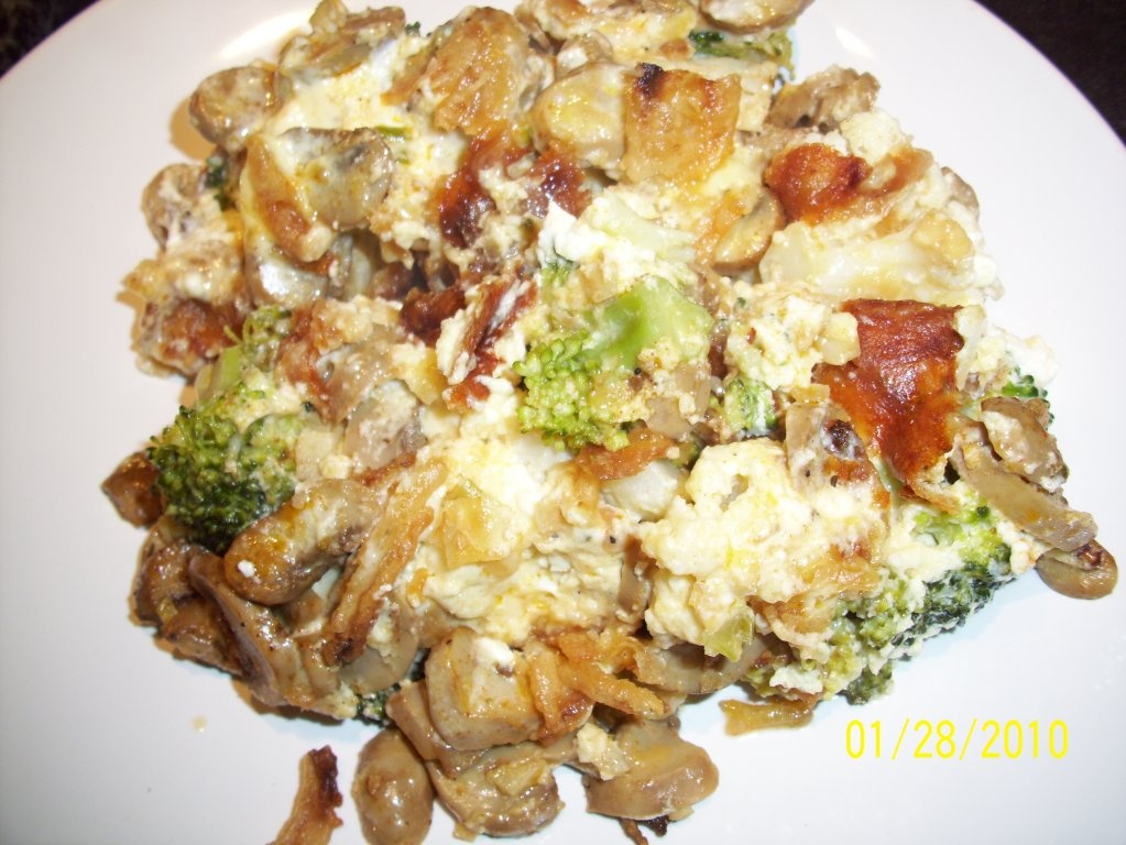 Conopida, broccoli, ciuperci si branza la cuptor