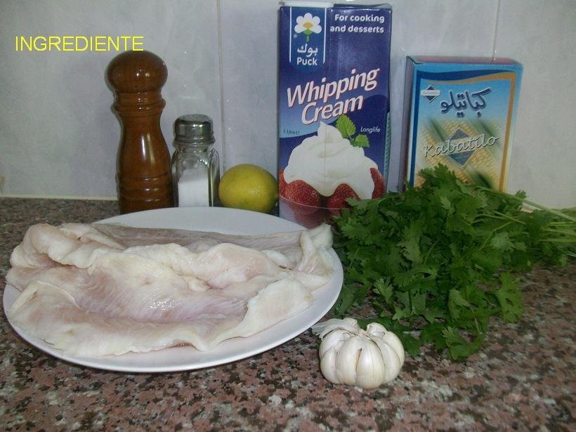 Peste  prajit,cu sos de coriandru