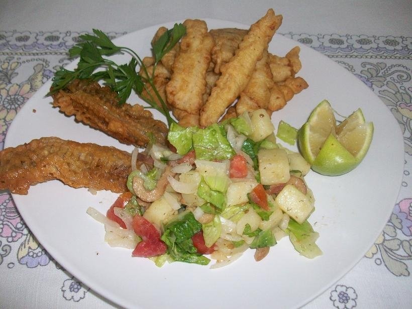 File de peste prajit in aluat de clatite,cu bere