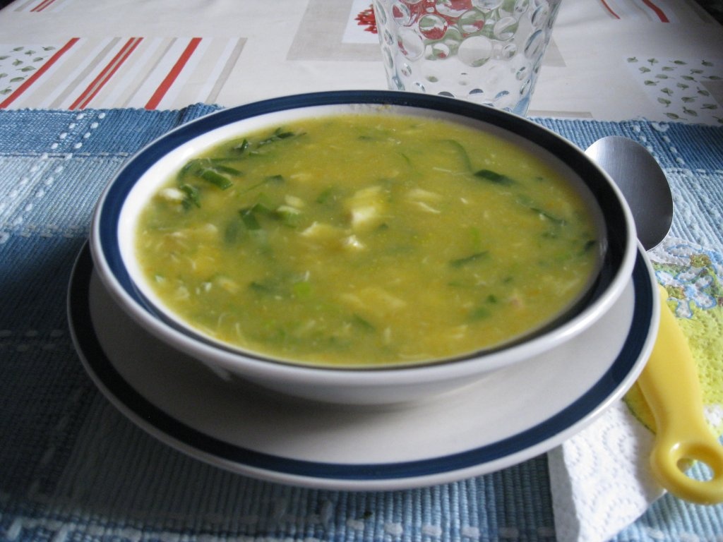 Supa crema de praz cu peste(Sopa de alho porro com peixe)