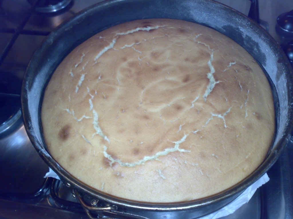 Tort pufos cu crema si dulceata de caise