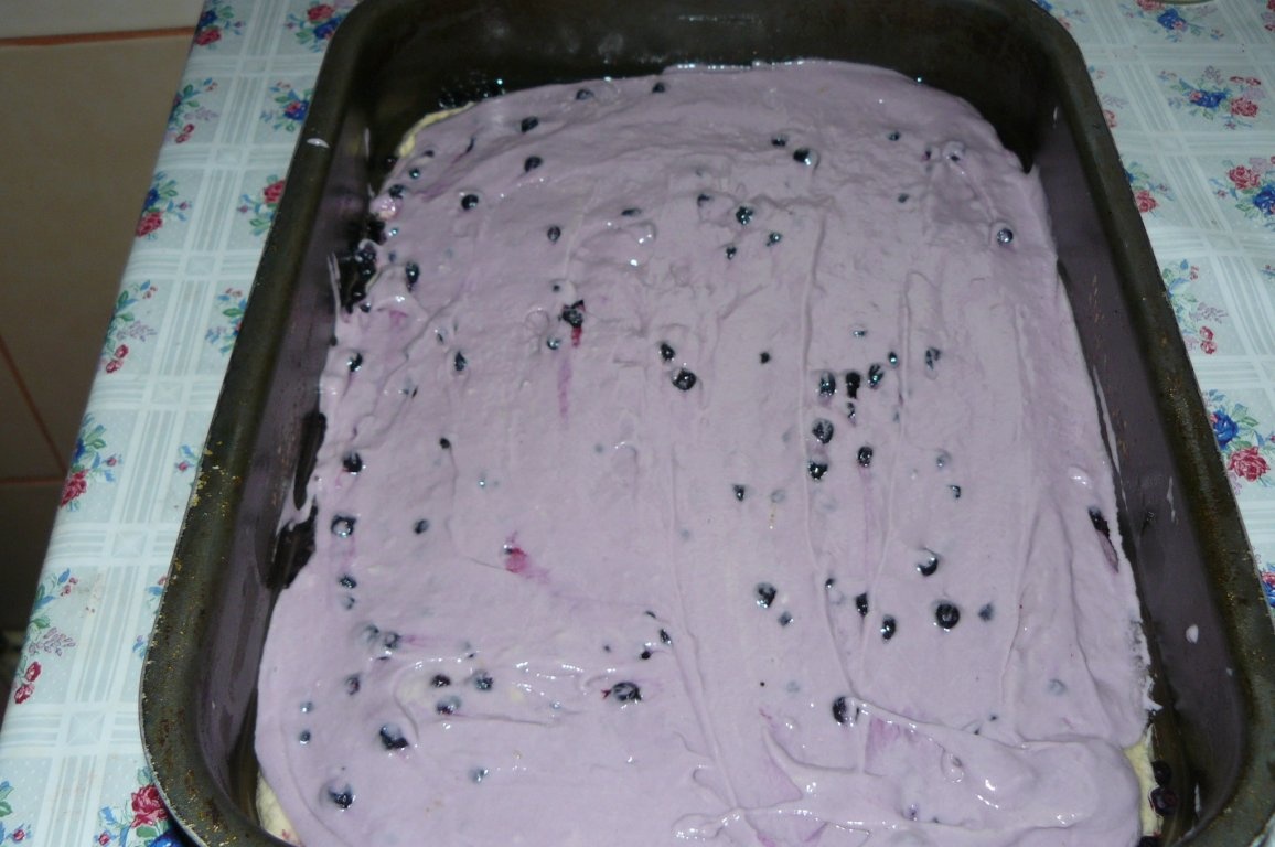 Prăjitură cu iaurt şi afine