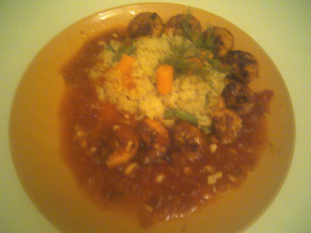 Creveţi cu sos ( şi orez)