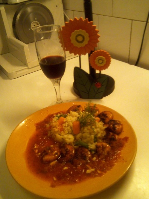 Creveţi cu sos ( şi orez)