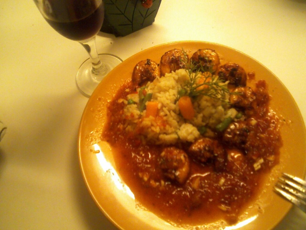 Creveţi cu sos ( şi orez)