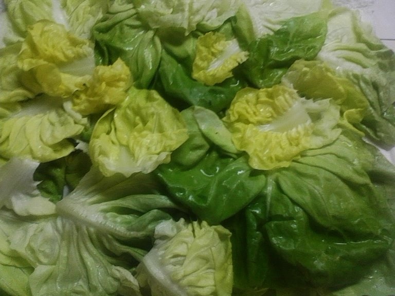 Salata verde  cu ochiuri si carnati de casa