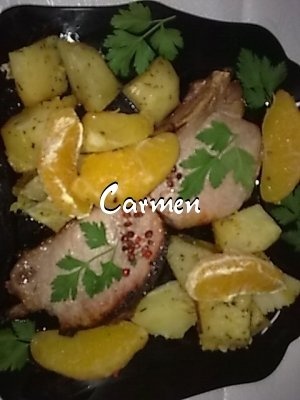 Cotlete de porc cu felioare de portocale