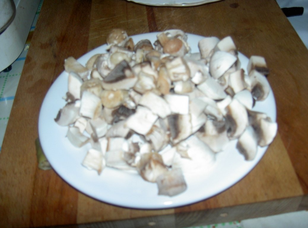 ciupercute cu orez si  cartofi nature