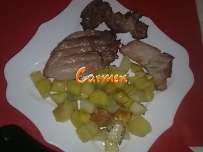 Friptura de porc cu cartofi prajiti