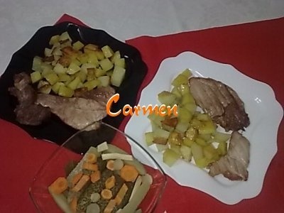 Friptura de porc cu cartofi prajiti