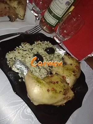 Orez salbatic, cu miez de floarea sorelui si copane de pui