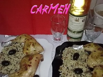 Orez salbatic, cu miez de floarea sorelui si copane de pui