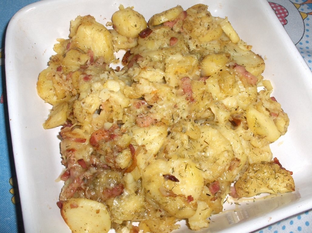 Costita in sos de miere si cartofi gratinati cu bacon