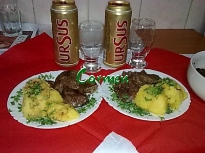 Ficat de curcan la tigaie cu mamaliguta