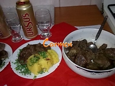 Ficat de curcan la tigaie cu mamaliguta