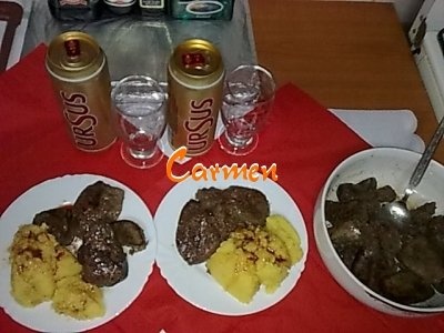 Ficat de curcan la tigaie cu mamaliguta