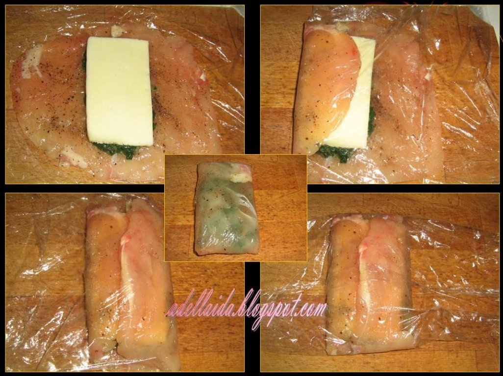 Pachetele din piept de pui cu spanac si sos de iaurt