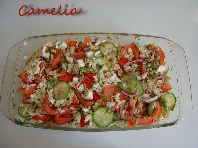 Salata cu telemea de vaca taiata cubulete