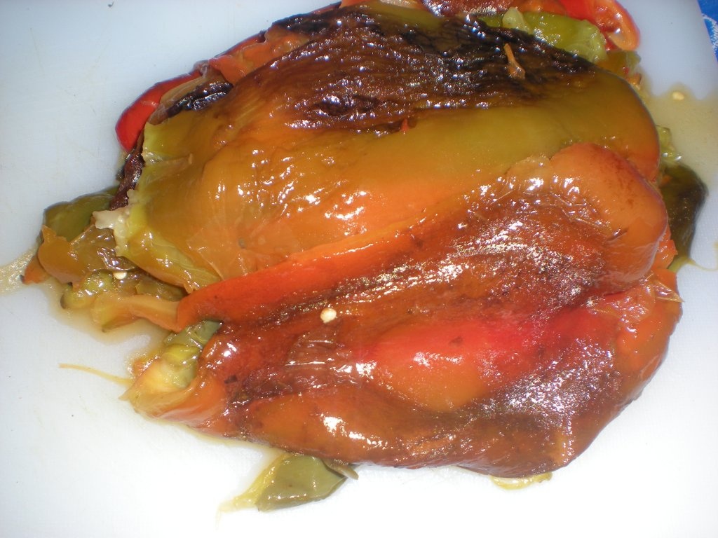 Ardei copti cu sos propriu(Pimientos asados)