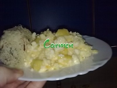 Omleta cu mamaliga prajita