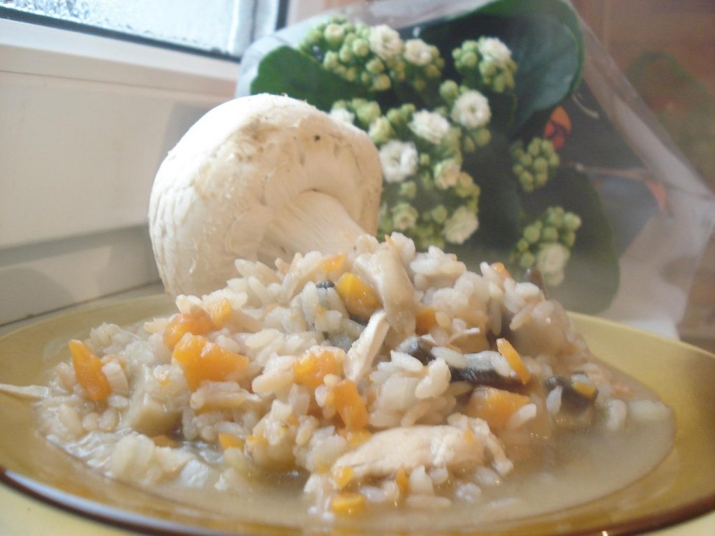 Pilaf cu ciuperci si pui
