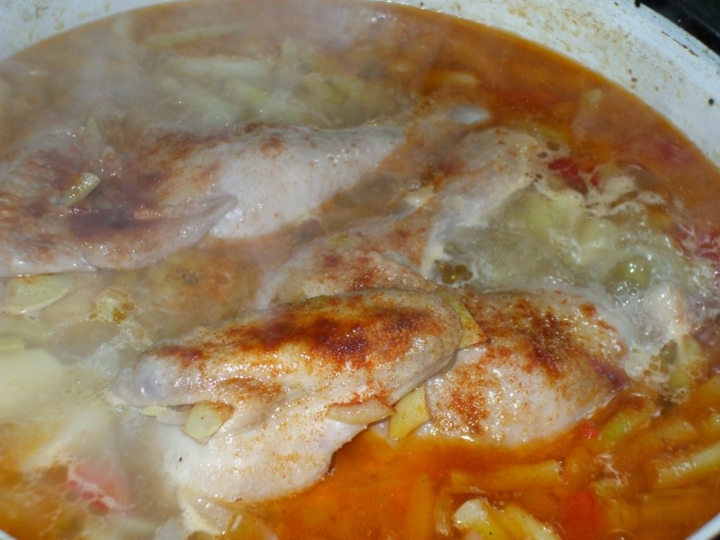 Pui la cuptor cu fasole verde