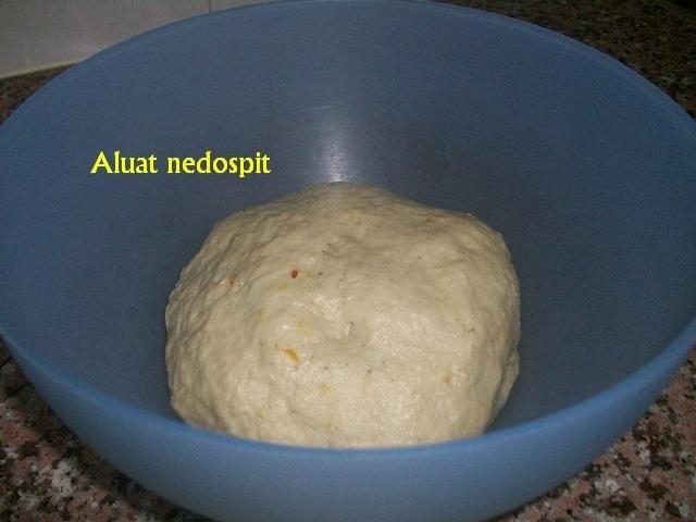 Prajitura din aluat dospit,cu fulgi de migdale