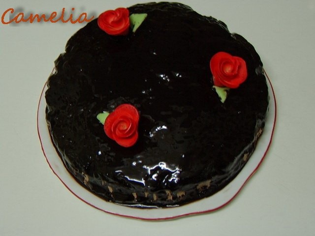 Tort cu mousse si glazura de cacao