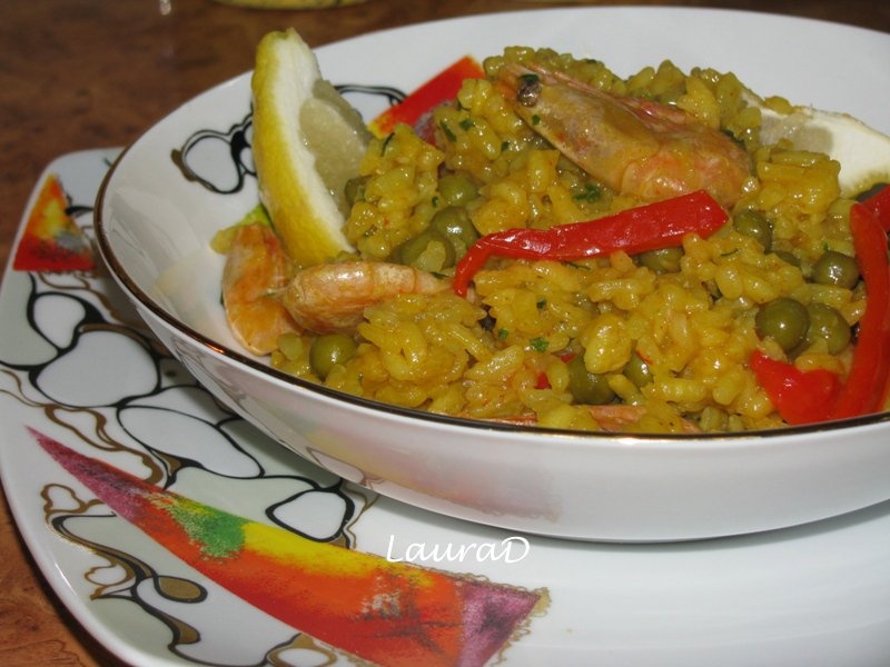 Paella cu creveti si mazare