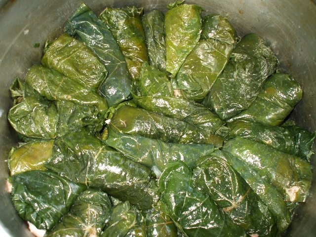 Sarmalute cu soia si ciuperci in foi de vita (de post)