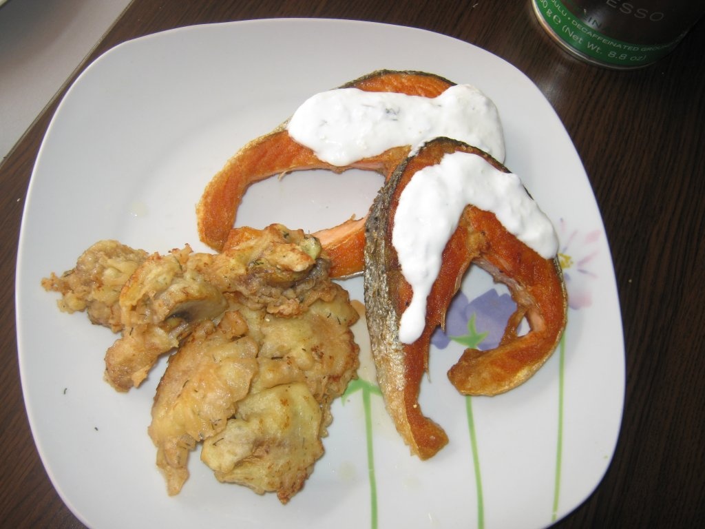 somon cu ciuperci pane