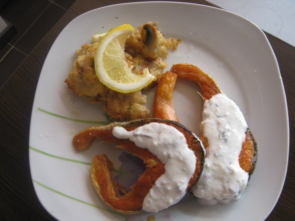 somon cu ciuperci pane