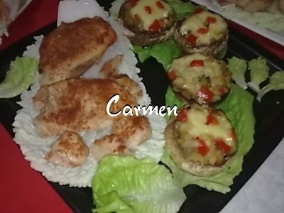 Curcan la tava,cu ciuperci umplute