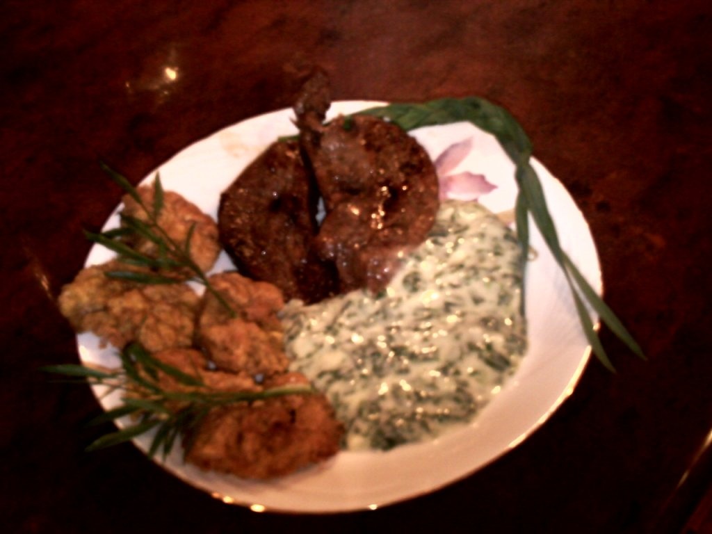 Ficat cu spanac si bureti de pom pane