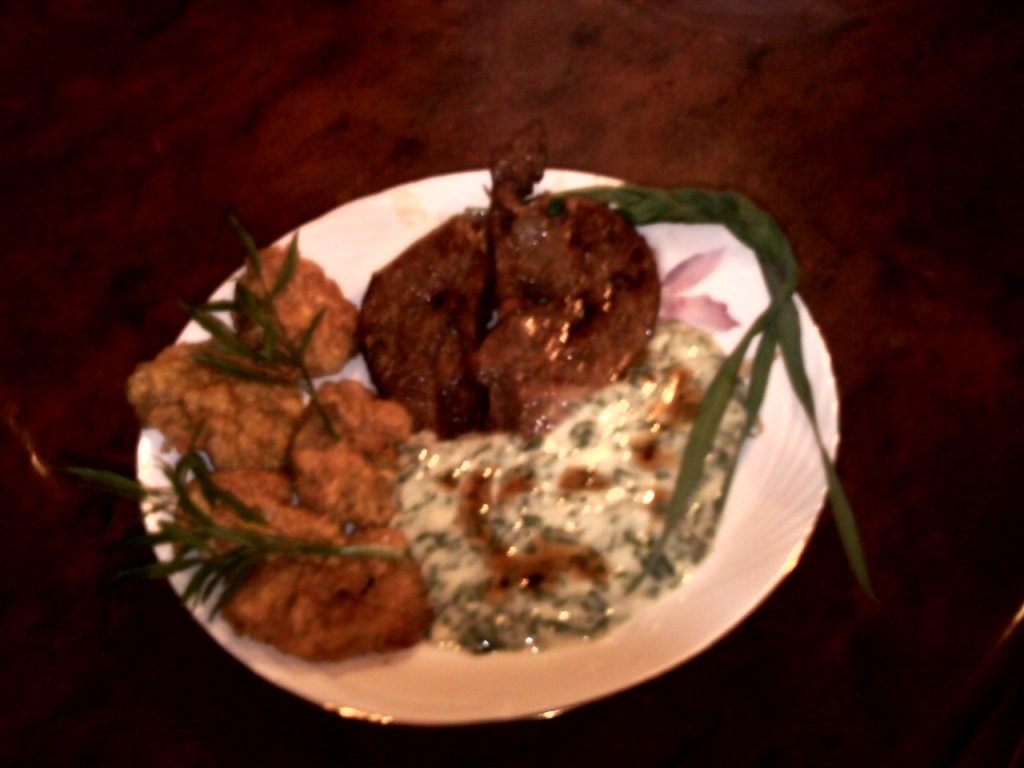 Ficat cu spanac si bureti de pom pane