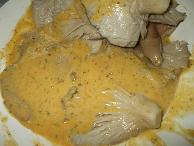 Ciuperci in aluat cu sos de ciuperci